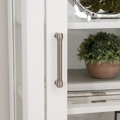Linon Serenity Tall Cabinet with Glass Doors and Storage