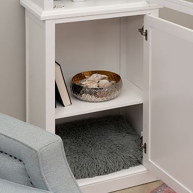 Linon Serenity Tall Cabinet with Glass Doors and Storage