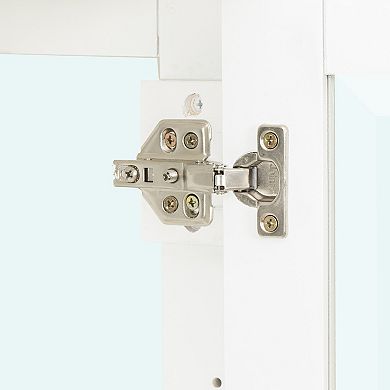 Linon Serenity Tall Cabinet with Glass Doors and Storage