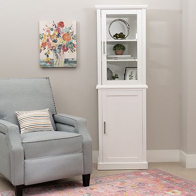 Linon Serenity Tall Cabinet with Glass Doors and Storage