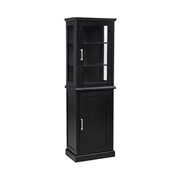 Linon Serenity Tall Cabinet with Glass Doors and Storage