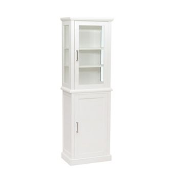 Linon Serenity Tall Cabinet with Glass Doors and Storage