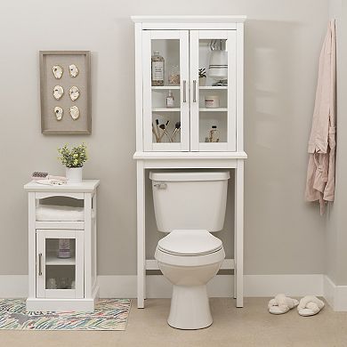 Linon Serenity Space Saver Bathroom Cabinet with Glass Doors