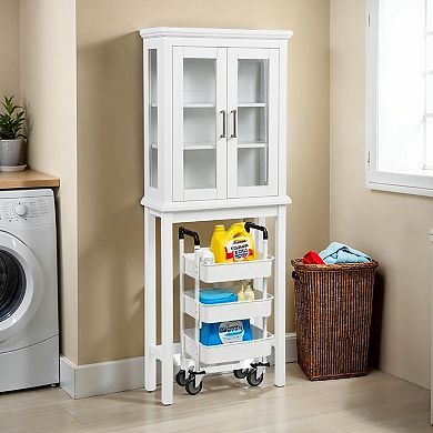 Linon Serenity Space Saver Bathroom Cabinet with Glass Doors