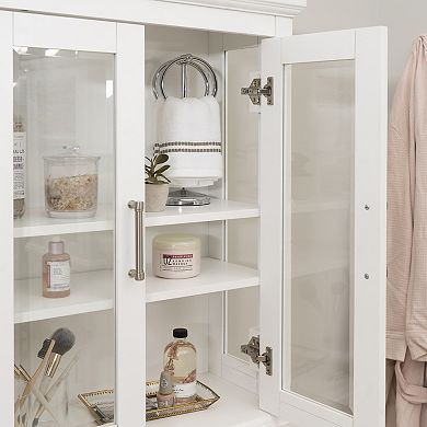 Linon Serenity Space Saver Bathroom Cabinet with Glass Doors
