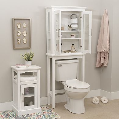 Linon Serenity Space Saver Bathroom Cabinet with Glass Doors