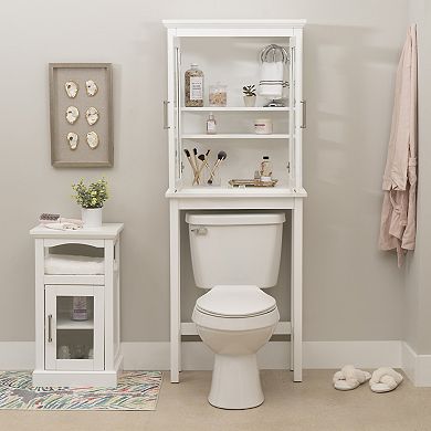 Linon Serenity Space Saver Bathroom Cabinet with Glass Doors