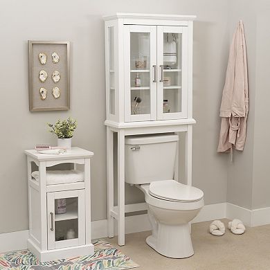 Linon Serenity Space Saver Bathroom Cabinet with Glass Doors