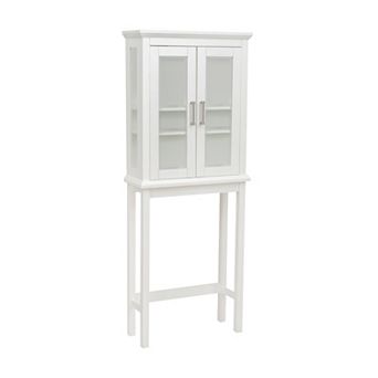 Linon Serenity Space Saver Bathroom Cabinet with Glass Doors