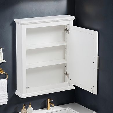 Linon Serenity Medicine Cabinet with Glass Door and Adjustable Shelves