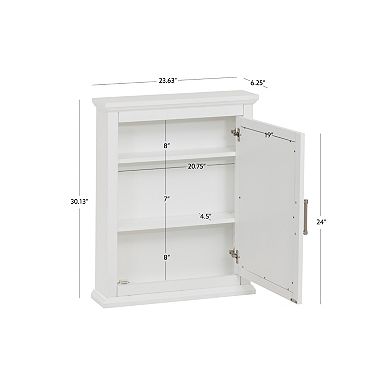Linon Serenity Medicine Cabinet with Glass Door and Adjustable Shelves