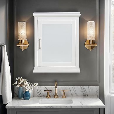 Linon Serenity Medicine Cabinet with Glass Door and Adjustable Shelves