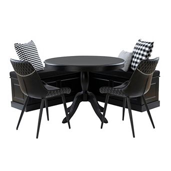 Linon Tobin 5 pc Nook Set with Storage Bench and Upholstered Chairs