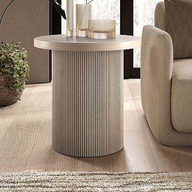 Finley & Sloane Isa 22" Wide Round Fluted Side Table