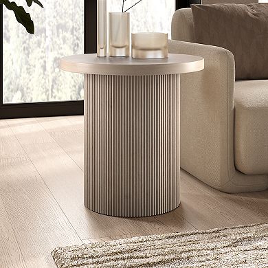 Finley & Sloane Isa 22" Wide Round Fluted Side Table