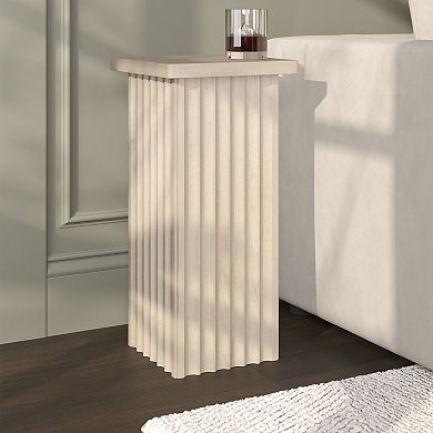 Finley & Sloane Bourne 10.75" Wide Square Fluted Side Table
