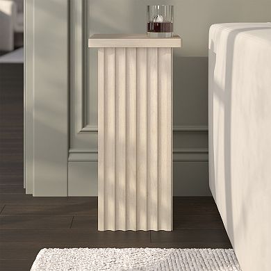Finley & Sloane Bourne 10.75" Wide Square Fluted Side Table