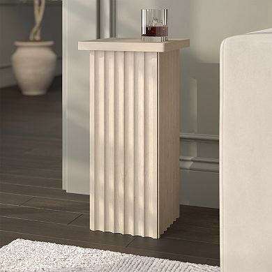 Finley & Sloane Bourne 10.75" Wide Square Fluted Side Table