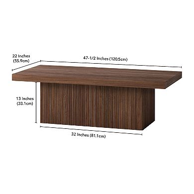 Finley & Sloane Torren 48" Wide Rectangular Fluted Coffee Table