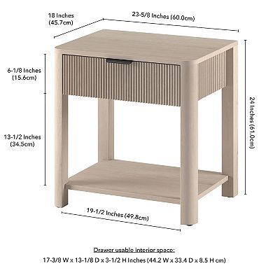 Finley & Sloane Pomona 24" Wide Rectangular Fluted Nightstand