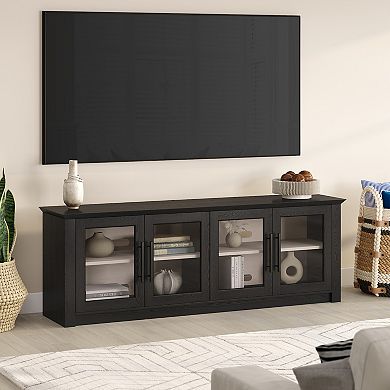 Finley & Sloane Thornwell Rectangular TV Stand for TVs up to 78 Inches with Glass Doors