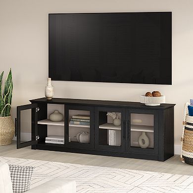 Finley & Sloane Thornwell Rectangular TV Stand for TVs up to 78 Inches with Glass Doors