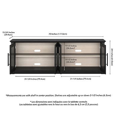 Finley & Sloane Thornwell Rectangular TV Stand for TVs up to 78 Inches with Glass Doors