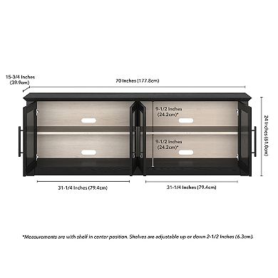 Finley & Sloane Thornwell Rectangular TV Stand for TVs up to 78 Inches with Glass Doors
