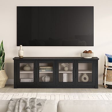 Finley & Sloane Thornwell Rectangular TV Stand for TVs up to 78 Inches with Glass Doors