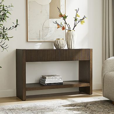 Finley & Sloane 48" Rectangular Solid Wood Fluted Console Table
