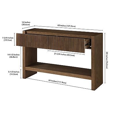 Finley & Sloane 48" Rectangular Solid Wood Fluted Console Table