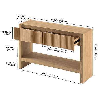 Finley & Sloane 48" Rectangular Solid Wood Fluted Console Table