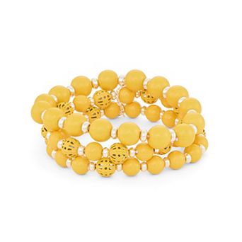Napier Silver Tone 2 pc Yellow Stretch Bracelet Set