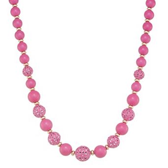 Napier Gold Tone Seasonal Color Pink Collar Necklace