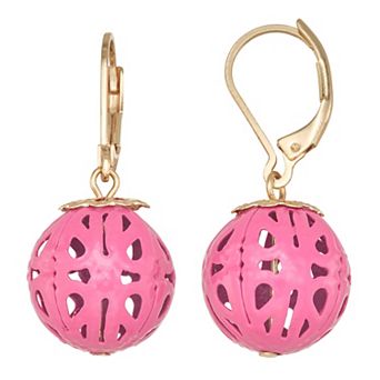 Napier Gold Tone Seasonal Color Pink Drop Earrings