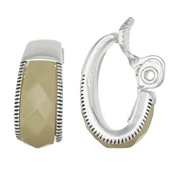 Napier Silver Tone Yellow Hoop Clip-On Earrings