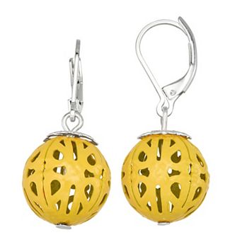 Napier Silver Tone Seasonal Color Yellow Drop Earrings