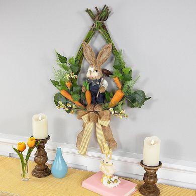 Northlight Farmer Bunny Moss Vines Teardrop Artificial Wreath - 22-inch