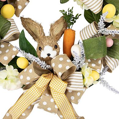 Northlight Bunny & Bows Floral Artificial Easter Wreath - 22-inch