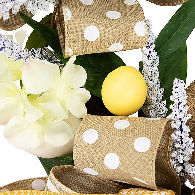 Northlight Bunny & Bows Floral Artificial Easter Wreath - 22-inch