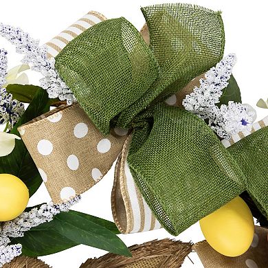 Northlight Bunny & Bows Floral Artificial Easter Wreath - 22-inch