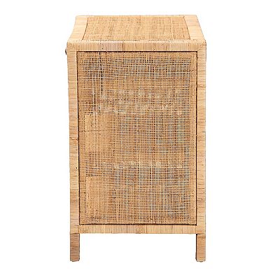 bali & pari Bella Natural Rattan Console Table with Drawer and Shelves