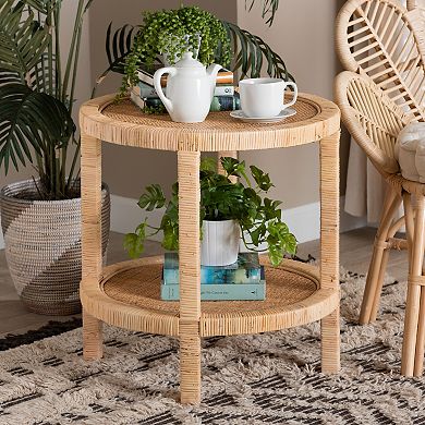 bali & pari Bella Natural Rattan Round End Table