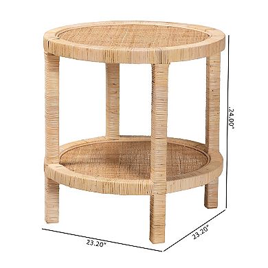 bali & pari Bella Natural Rattan Round End Table