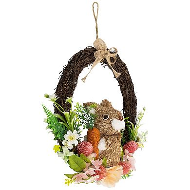 Northlight Floral Grapevine Spring Easter Wreath with Rabbit - 12 Inches