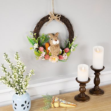 Northlight Floral Grapevine Spring Easter Wreath with Rabbit - 12 Inches