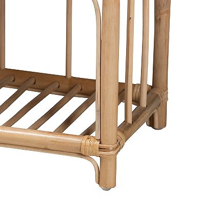 bali & pari Natural Rattan Nightstand with Drawer and Open Shelf