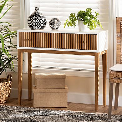 bali & pari Odile Console Table with Drawer and Wood Legs