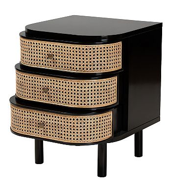 bali & pari Natural Rattan Nightstand with Three Drawers