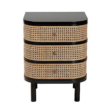 bali & pari Natural Rattan Nightstand with Three Drawers